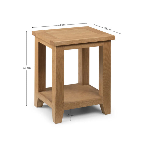 Julian Bowen Astoria Oak Lamp Table with Waxed Finish, Solid Wood Side Table