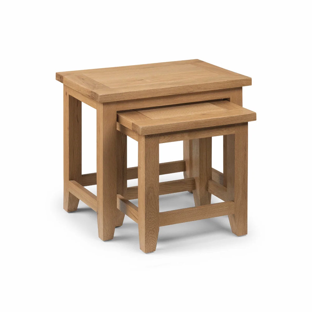 Julian Bowen Astoria Nest of 2 Oak Side Tables, Solid White Oak & Veneered Finish