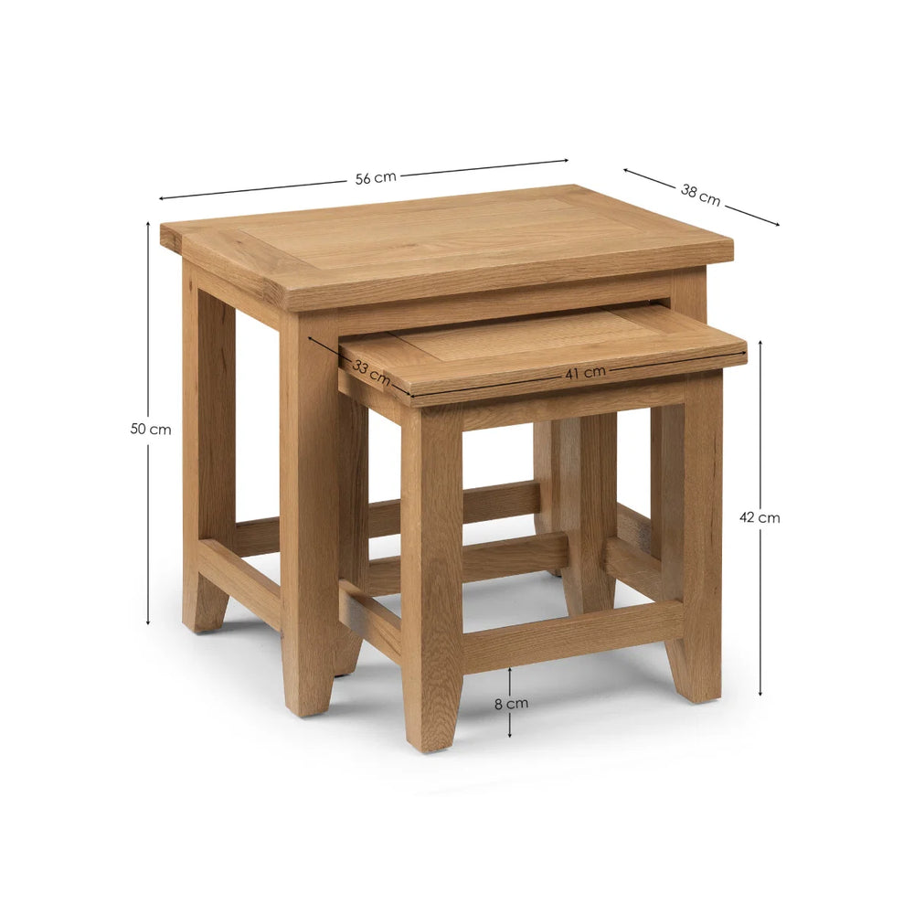 Julian Bowen Astoria Nest of 2 Oak Side Tables, Solid White Oak & Veneered Finish