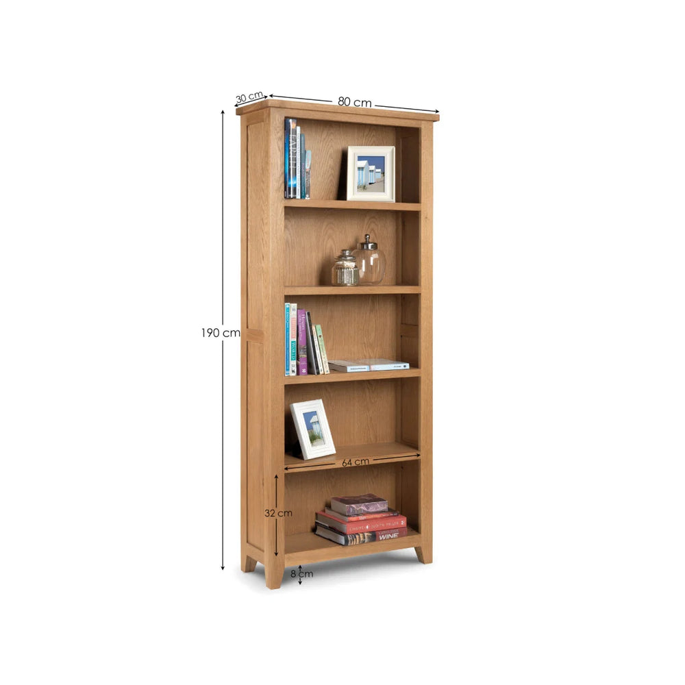 Julian Bowen Astoria Tall Oak Bookcase with 5 Shelves Storage Unit