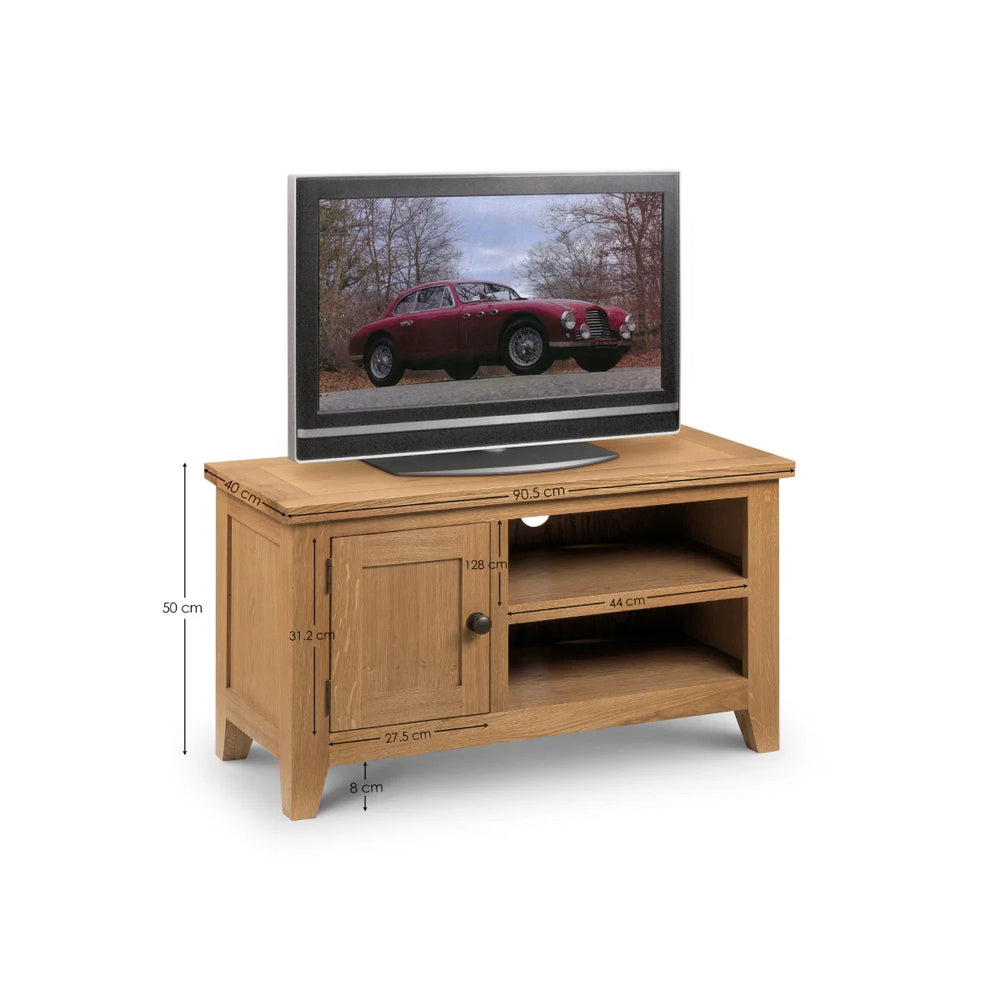 Julian Bowen Astoria Oak TV Unit with Storage Cupboard & Media Shelves
