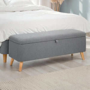 Julian Bowen Astrid Grey Linen Blanket Storage Box with Soft Close Lid