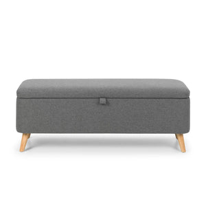 Julian Bowen Astrid Grey Linen Blanket Storage Box with Soft Close Lid