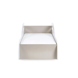 Julian Bowen Atlantis Toddler Car Bed – White & Taupe Kids Racing Bed Frame for 70 x 140cm Cot Bed Mattress