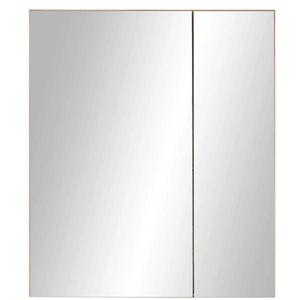 Julian Bowen Austin Mirrored Bathroom Wall Cabinet with Double Shelf Storage, Natural Wood Finish, 60 x 20 x 70cm