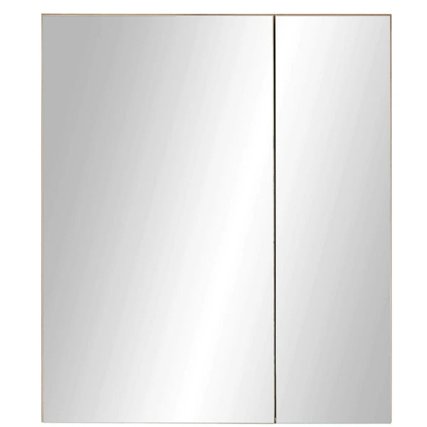 Julian Bowen Austin Mirrored Bathroom Wall Cabinet with Double Shelf Storage, Natural Wood Finish, 60 x 20 x 70cm