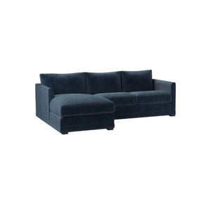 Bluebell Classic Chaise Sofa with wooden legs and fabric cushions in traditional UK living room setting