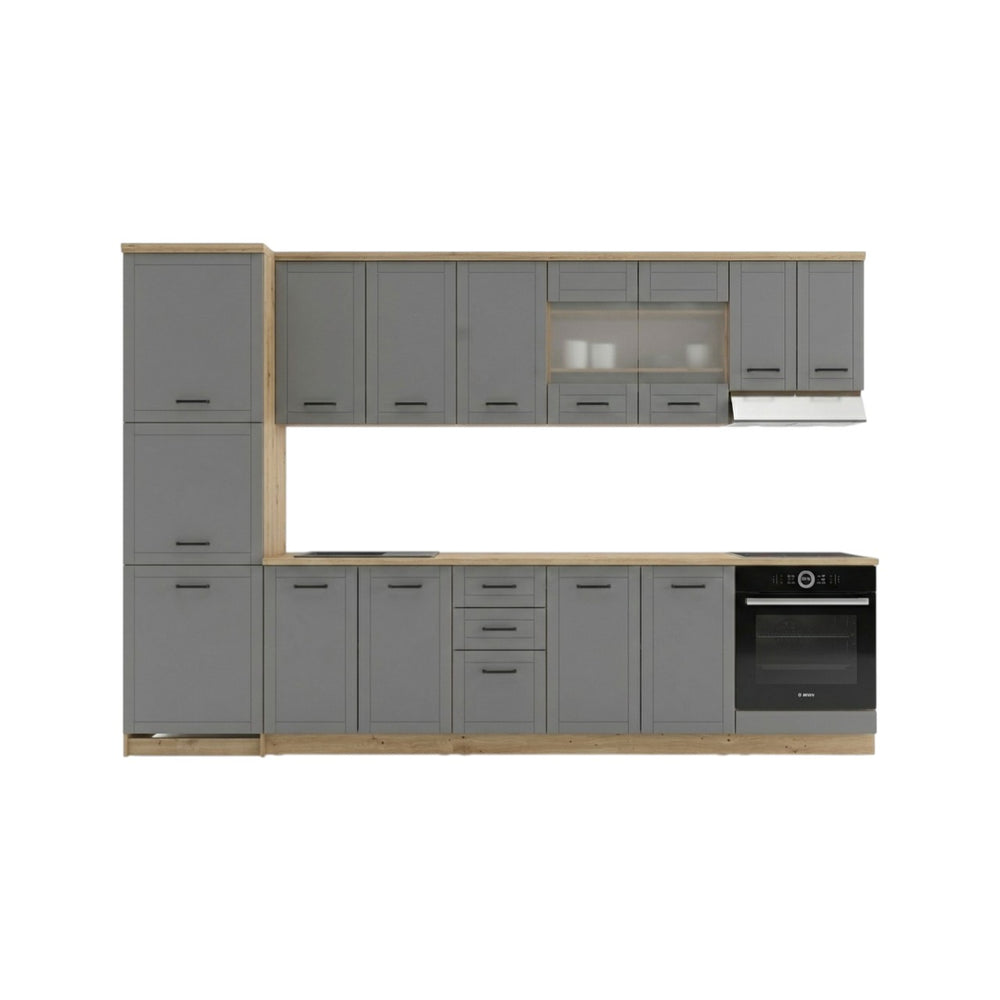 Hudson 200cm Graphite Grey Kitchen Unit Set – 10 Doors & 2 Drawers – Modern Flat Pack Storage Cabinets – 200x200x51cm - My Store