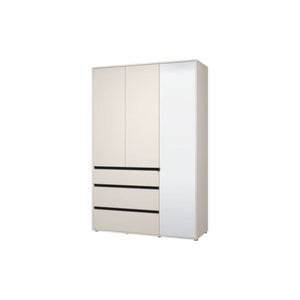 Kyoto Cashmere 3 Door 3 Drawer Mirrored Wardrobe with Hanging Rail & Shelves – Modern Bedroom Storage Cabinet – 210.5cm High - My Store