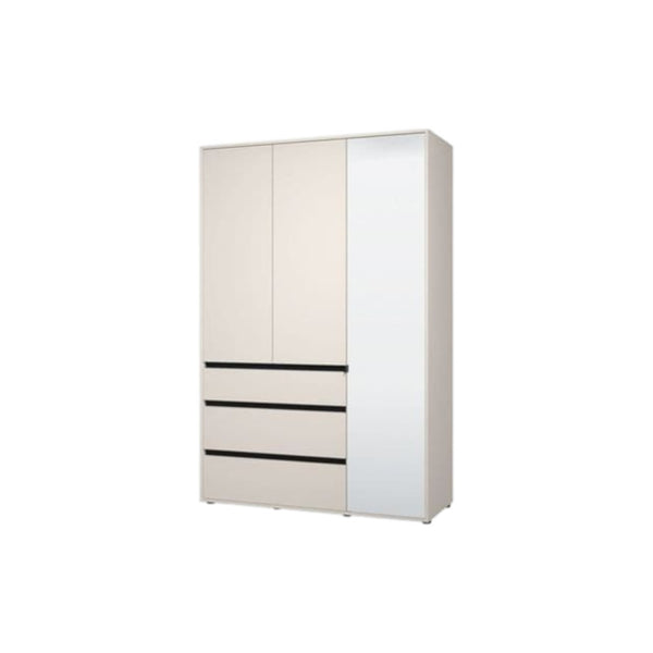 Kyoto Cashmere 3 Door 3 Drawer Mirrored Wardrobe with Hanging Rail & Shelves – Modern Bedroom Storage Cabinet – 210.5cm High - My Store