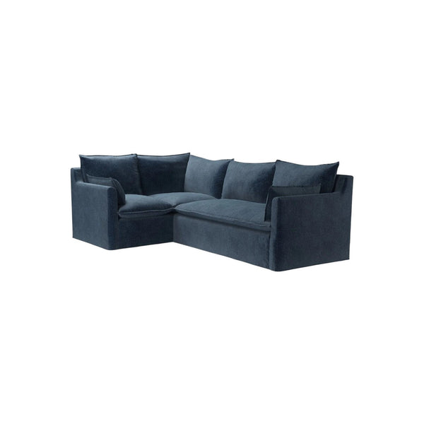 Bluebell Classic Chaise Sofa UK with wooden legs and feather cushions in traditional living room setting