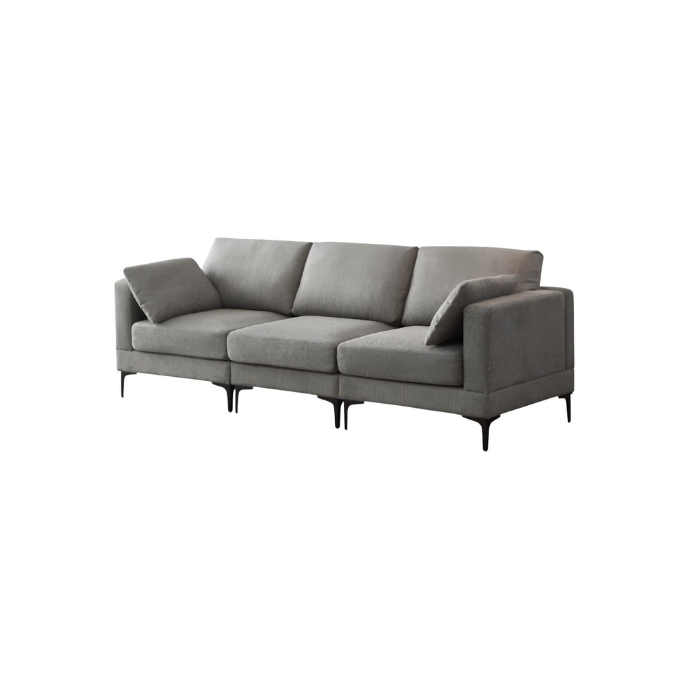 Anek 3-Seater Sofa, Dark Grey Fabric  Modern Elegance with Metal Legs