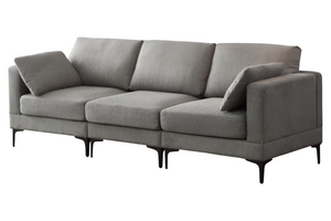 Anek 3-Seater Sofa, Dark Grey Fabric  Modern Elegance with Metal Legs