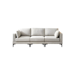 Anek 3-Seater Sofa, Grey Fabric | Modern Comfort with Metal Legs