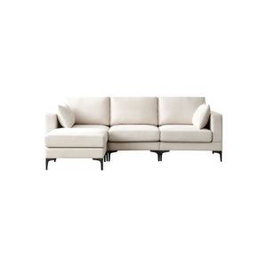 Anek 3-Seater Sofa with Ottoman, Beige Fabric | Modern Comfort & Flexible Design