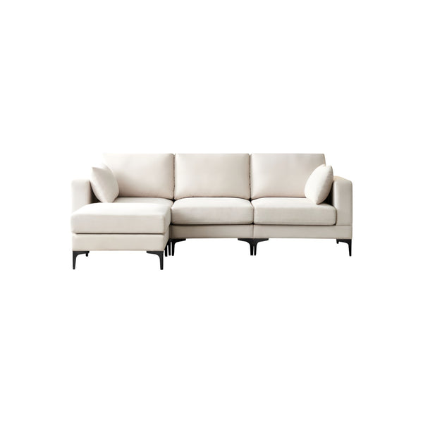 Anek 3-Seater Sofa with Ottoman, Beige Fabric | Modern Comfort & Flexible Design