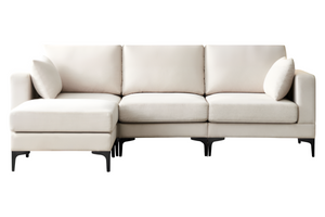 Anek 3-Seater Sofa with Ottoman, Beige Fabric | Modern Comfort & Flexible Design
