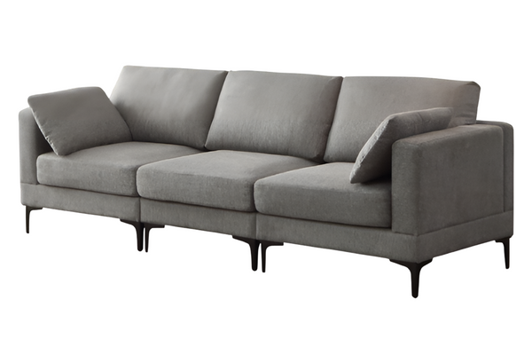 Anek 3-Seater Sofa with Ottoman, Dark Grey Fabric | Modern Designer Comfort