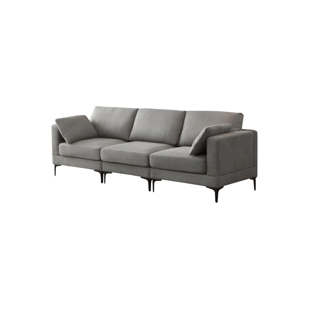 Anek 3-Seater Sofa with Ottoman, Dark Grey Fabric | Modern Designer Comfort