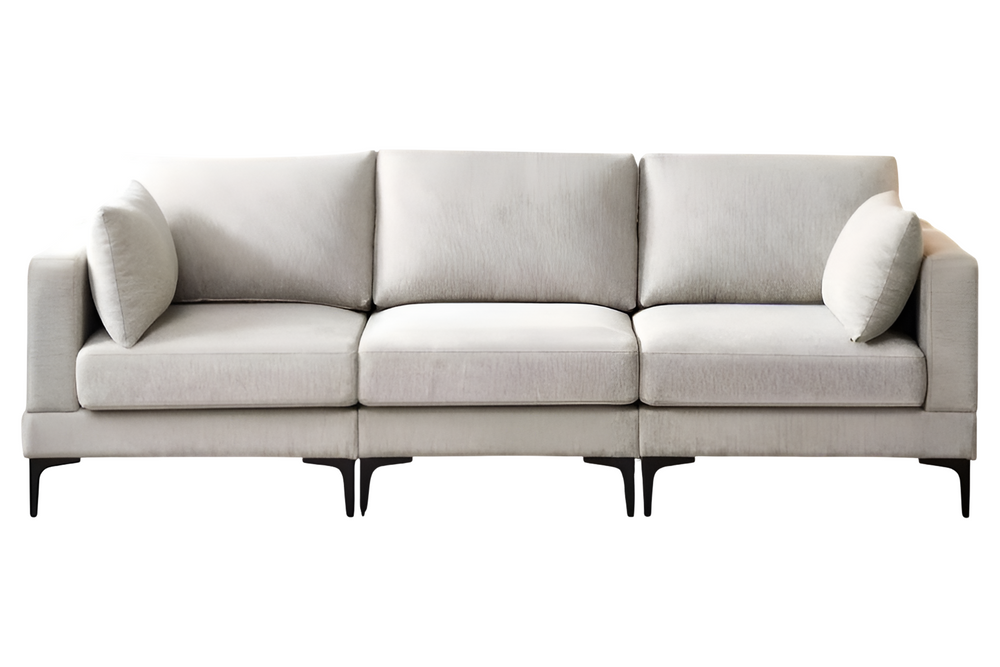 Anek 3-Seater Sofa with Ottoman, Grey Fabric | Modern Comfort & Flexible Design