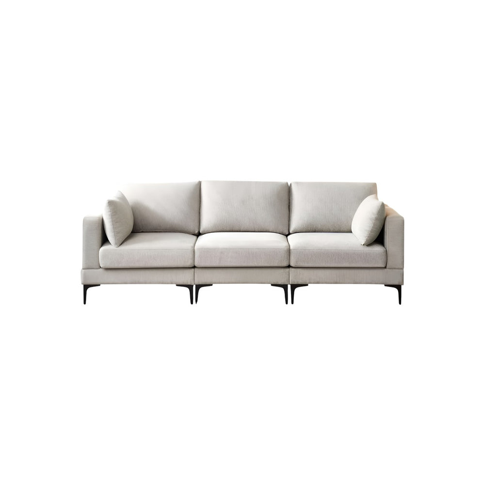Anek 3-Seater Sofa with Ottoman, Grey Fabric | Modern Comfort & Flexible Design