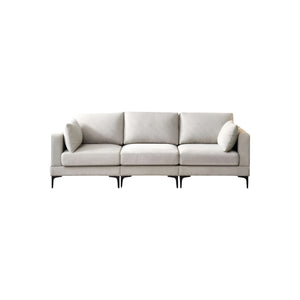 Anek 3-Seater Sofa with Ottoman, Grey Fabric | Modern Comfort & Flexible Design