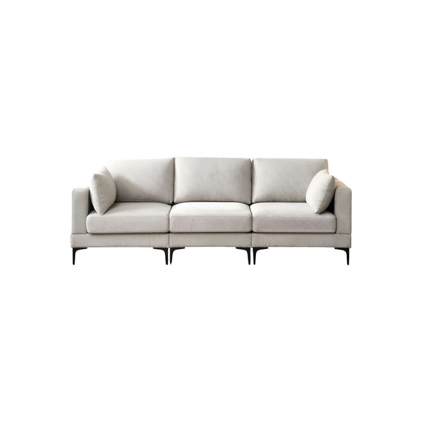 Anek 3-Seater Sofa with Ottoman, Grey Fabric | Modern Comfort & Flexible Design