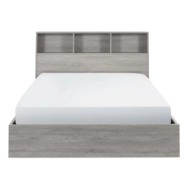 Bali Ottoman Bed with Gas Lift Storage & Bookcase Headboard – Natural Oak Wooden Bed Frame with Click Furniture Technology
