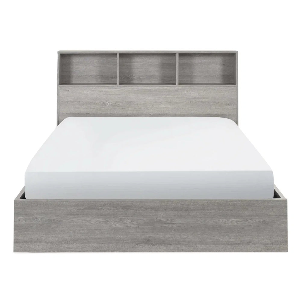 Julian Bowen Bali Grey Oak Ottoman Storage Bed with Bookcase Headboard & Gas Lift Storage – Single Bed Frame
