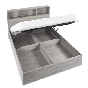 Julian Bowen Bali Ottoman Storage Bed with Bookcase Headboard - Grey Oak Finish