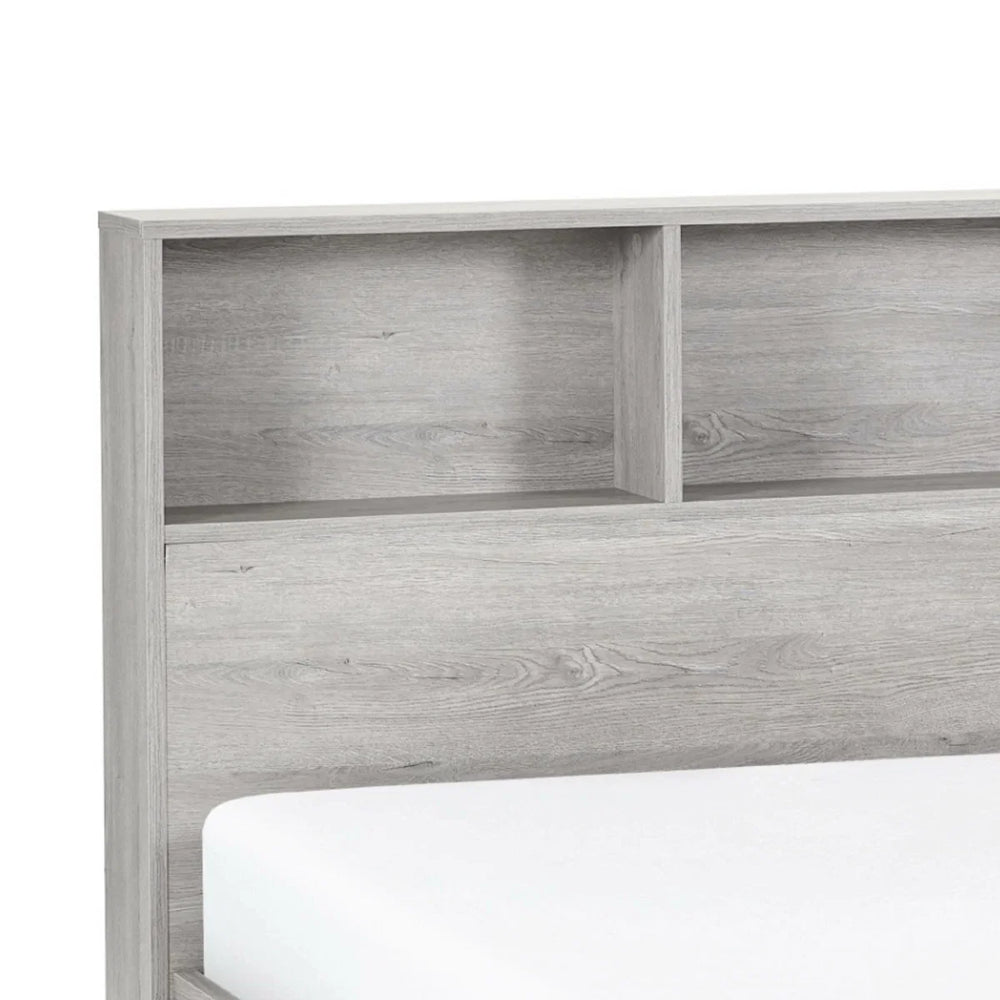 Julian Bowen Bali Ottoman Storage Bed with Bookcase Headboard - Grey Oak Finish