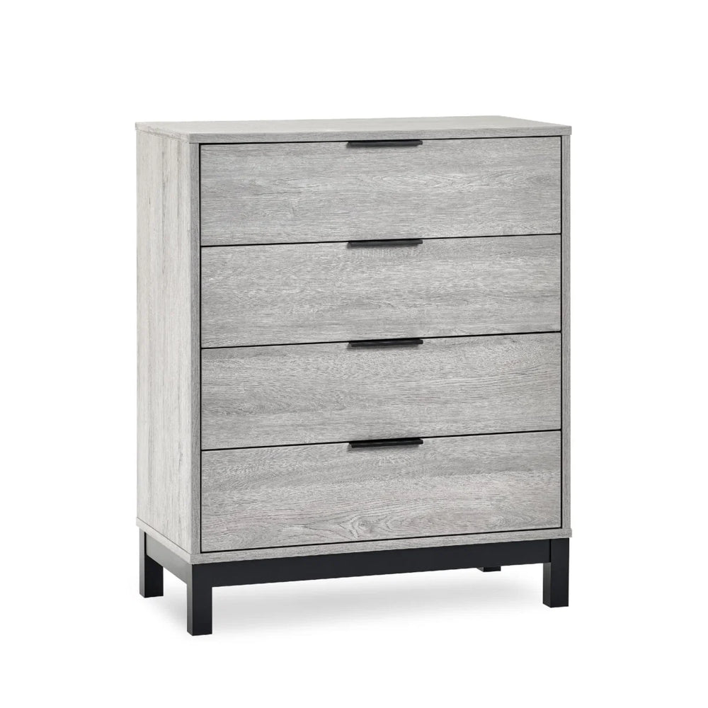 Julian Bowen Bali 4 Drawer Chest Grey Oak Industrial Storage Cabinet