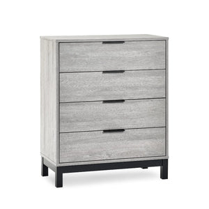 Julian Bowen Bali 4 Drawer Chest Grey Oak Industrial Storage Cabinet