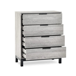 Julian Bowen Bali 4 Drawer Chest Grey Oak Industrial Storage Cabinet