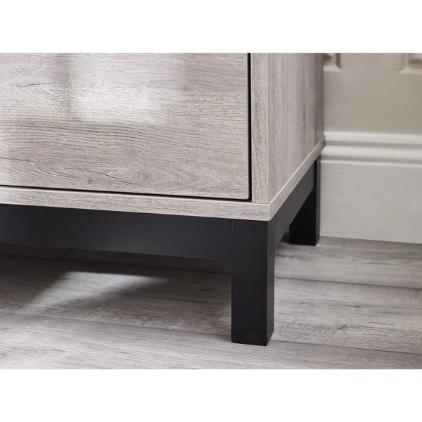 Julian Bowen Bali 4 Drawer Chest Grey Oak Industrial Storage Cabinet