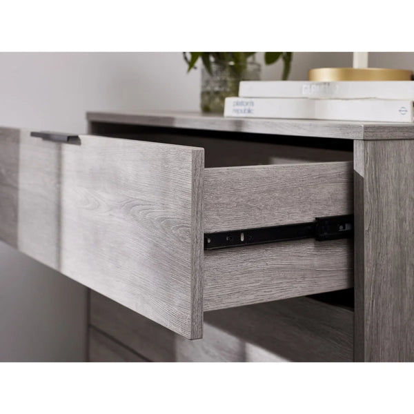 Julian Bowen Bali 4 Drawer Chest Grey Oak Industrial Storage Cabinet