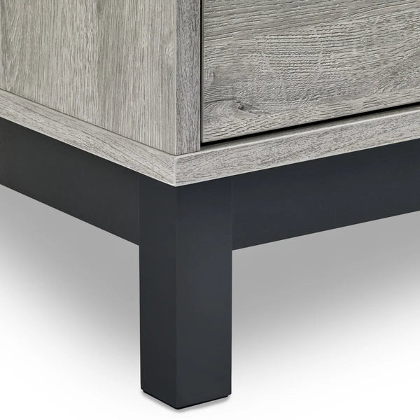 Julian Bowen Bali 6 Drawer Wide Chest – Grey Oak Industrial Chest of Drawers with Black Handles & Legs