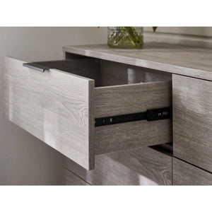 Julian Bowen Bali 6 Drawer Wide Chest – Grey Oak Industrial Chest of Drawers with Black Handles & Legs