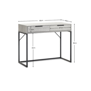Julian Bowen Bali 2 Drawer Dressing Table Desk with Grey Oak Finish & Black Metal Legs