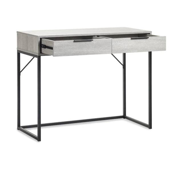 Julian Bowen Bali 2 Drawer Dressing Table Desk with Grey Oak Finish & Black Metal Legs