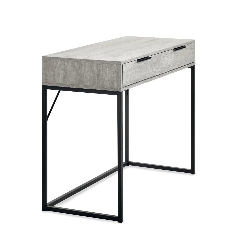 Julian Bowen Bali 2 Drawer Dressing Table Desk with Grey Oak Finish & Black Metal Legs