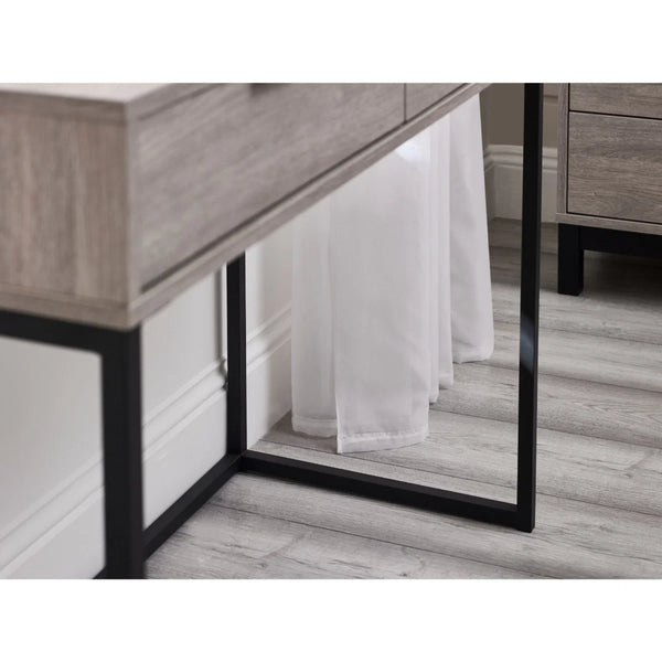 Julian Bowen Bali 2 Drawer Dressing Table Desk with Grey Oak Finish & Black Metal Legs