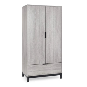 Bali 2 Door Wardrobe with 1 Drawer and Shelf – Grey Oak Finish Bedroom Storage Unit with Industrial Style