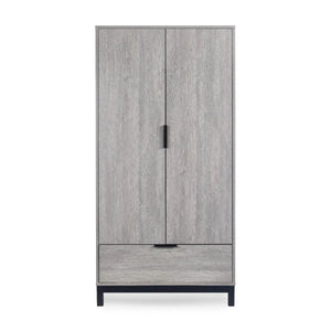 Bali 2 Door Wardrobe with 1 Drawer and Shelf – Grey Oak Finish Bedroom Storage Unit with Industrial Style