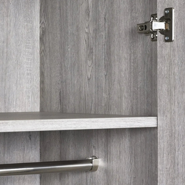 Bali 2 Door Wardrobe with 1 Drawer and Shelf – Grey Oak Finish Bedroom Storage Unit with Industrial Style