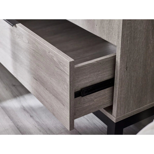Bali 2 Door Wardrobe with 1 Drawer and Shelf – Grey Oak Finish Bedroom Storage Unit with Industrial Style
