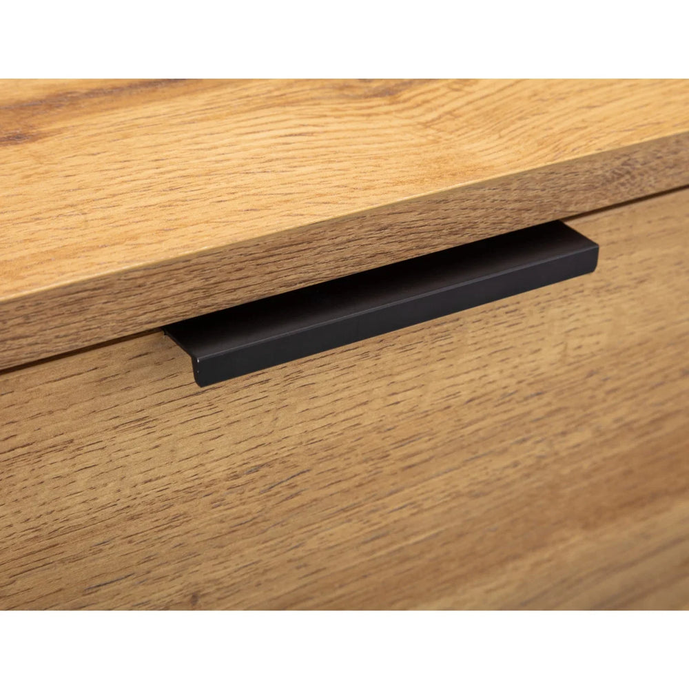 Julian Bowen Bali 4 Drawer Chest of Drawers – Modern Oak Finish Storage Dresser with Black Handles & Industrial Style