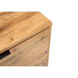 Julian Bowen Bali 6 Drawer Wide Chest of Drawers in Oak Effect with Black Legs & Rattan Drawer Fronts | Industrial Bedroom Storage Cabinet