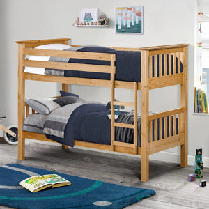 Julian Bowen Barcelona Solid Pine Wooden Bunk Bed Frame in Antique Lacquer Finish for Kids & Children's Bedrooms