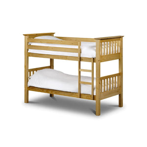 Julian Bowen Barcelona Solid Pine Wooden Bunk Bed Frame in Antique Lacquer Finish for Kids & Children's Bedrooms